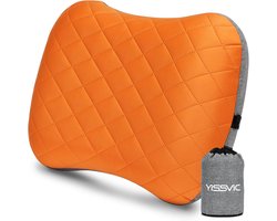 SnelShoppen - YISSVIC Camping Kussen - Opblaasbaar Reis Kussen met Verwijderbare Houten Neksteun - Lichtgewicht Rugzak Ondersteuning - Ideaal voor Kam