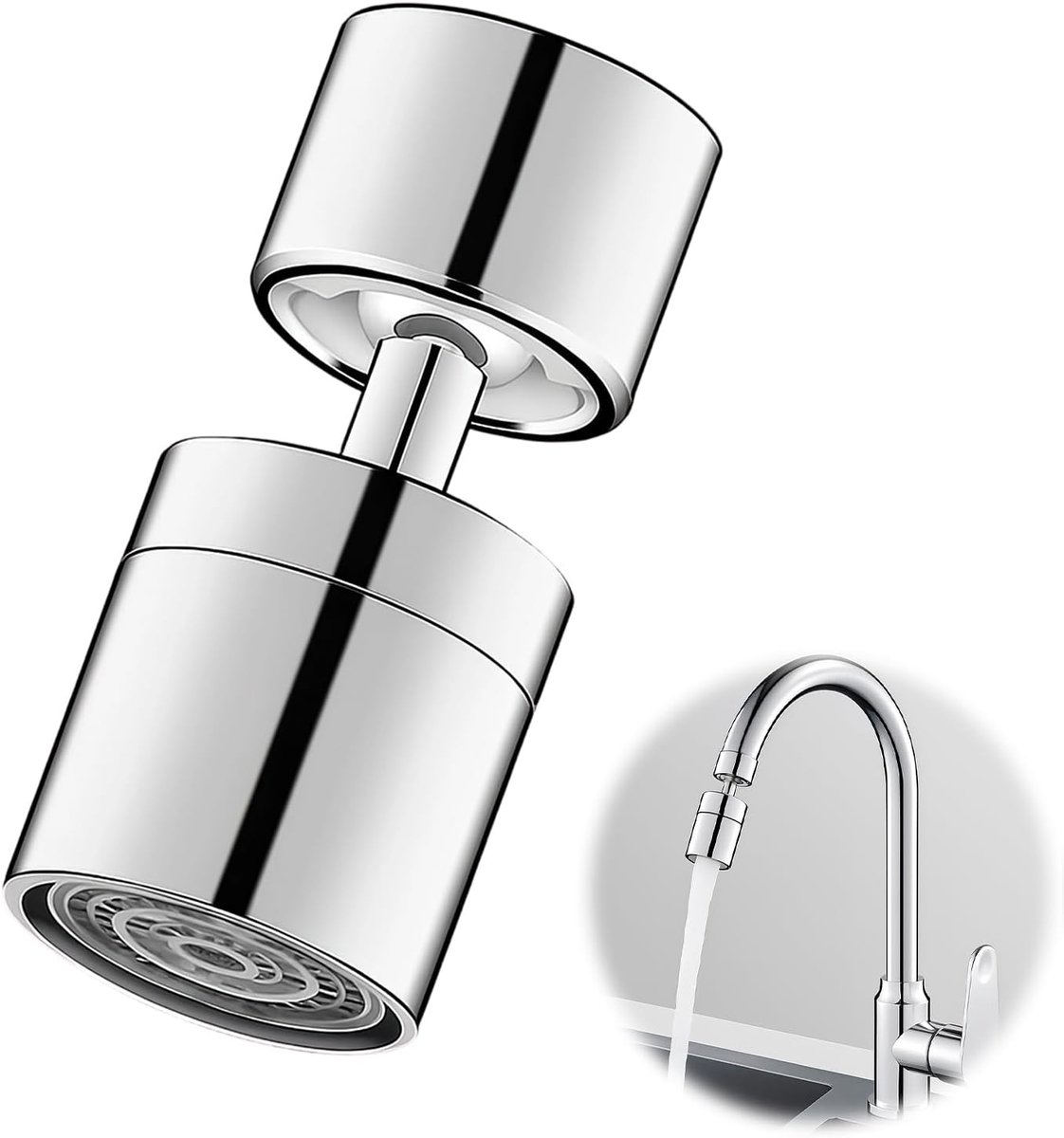 SnelShoppen - 360° Rotatable Faucet Aerator voor Keukenkranen, Waterbesparende Handdouche met M22/M24 Adapters, Universele Compatibiliteit, Eenvoudige