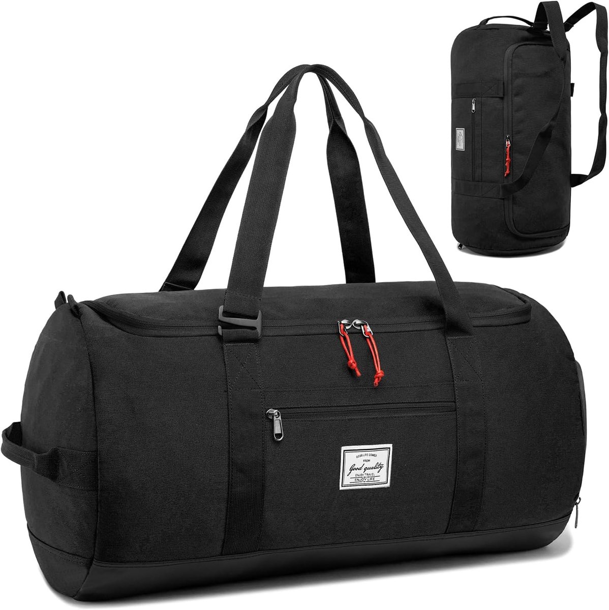 SnelShoppen - Sporttas voor heren, groot 60 liter, reistas, rugzak met schoenenvak, trainingstas, dames, fitness, gymtas, zwart, voor sport en reizen