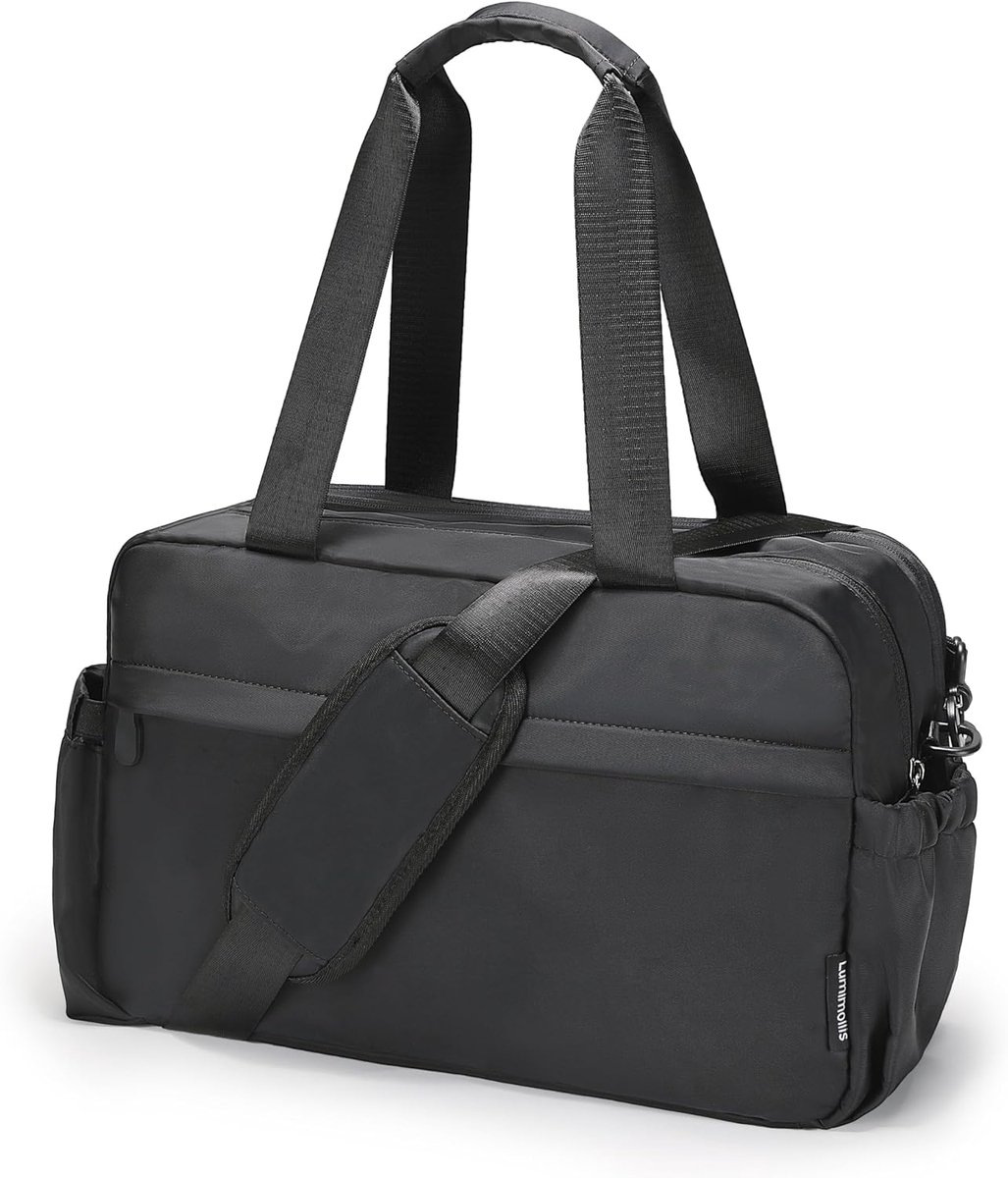 SnelShoppen - Travel Bag, Duffle Bag, Weekender Bag, Uitbreidbare Sporttas voor Heren en Dames, Handbagage, Trolley Compartment, Zwart