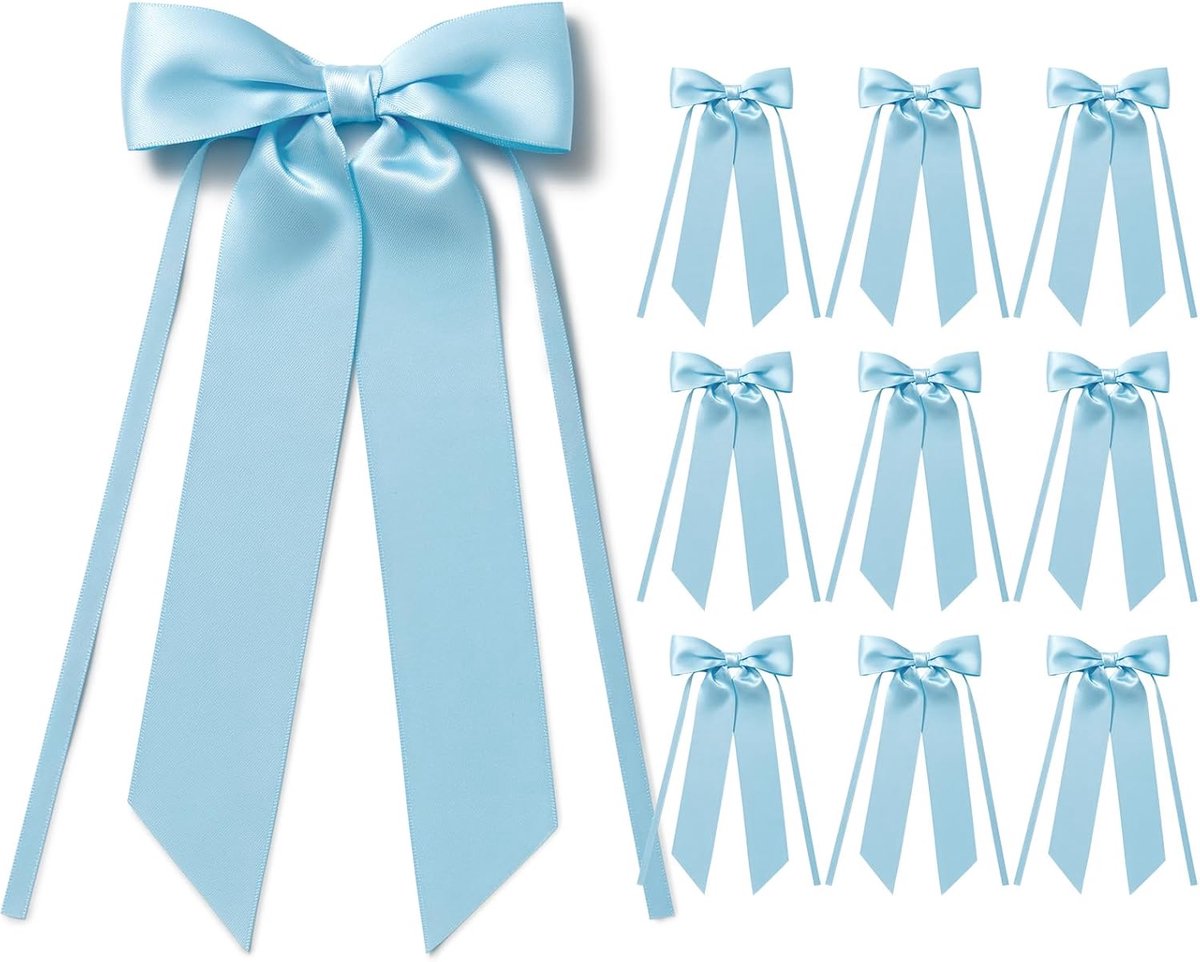 SnelShoppen - 10 Stuks Lichtblauwe Cadeau Ribbons - Satijnen Bows - 12 cm Breed - Perfect voor Trouwen, Verjaardagen, Communies en Kerst