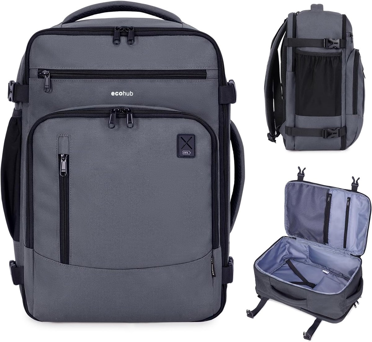 SnelShoppen - Cabin Luggage Ryanair Maximum Grootte 40x20x25cm Handbagage Goedgekeurd Reis Weekend Rugzak Multifunctionele Tas Grijs