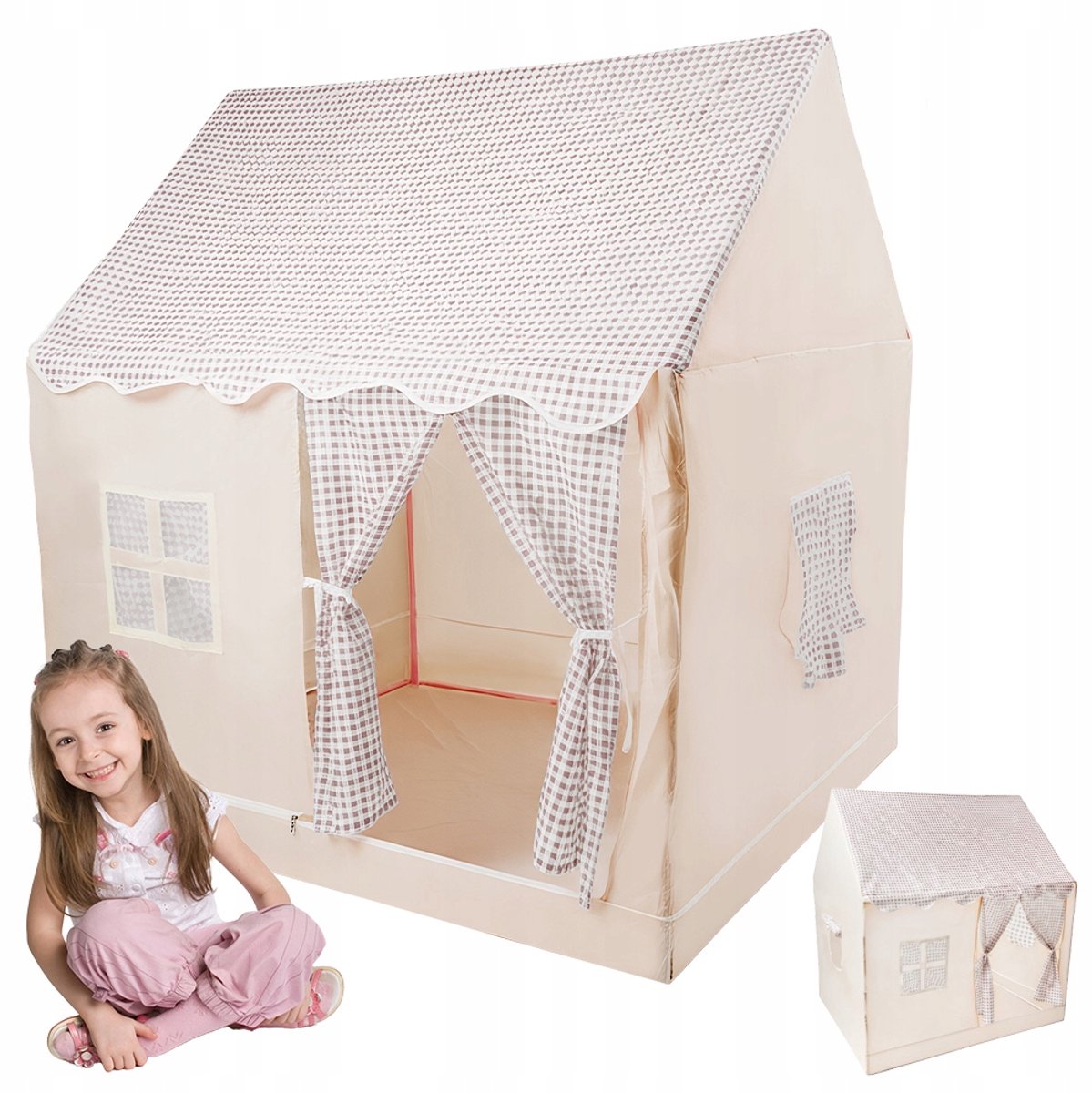 Speeltent - Kindertent - Speelhuis voor Binnen - 116x100x123 cm - 3 Ramen - Metalen Frame - Veilig Polyester - Voor Speelkamer en Slaapkamer - Cadeau