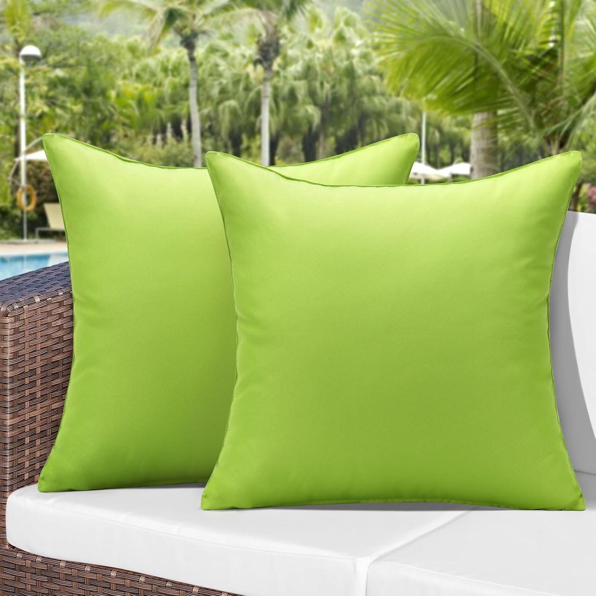 SnelShoppen - Set van 2 Waterdichte Tuinkussenhoezen 45x45cm - Waterafstotend Groen Kussenhoezen voor Buiten, Sofa, Bed, Meubels, Patio Decor