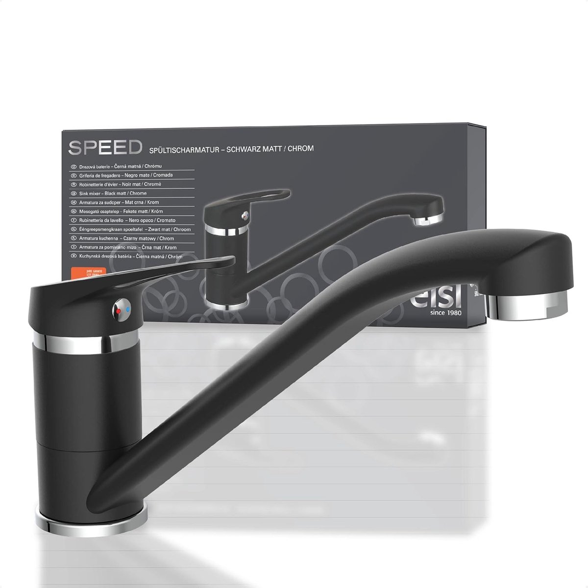 SnelShoppen - Keukenkraan met 360° Draaiende Uitloop, Dubbele Wastafel Mixer, Matte Zwart,