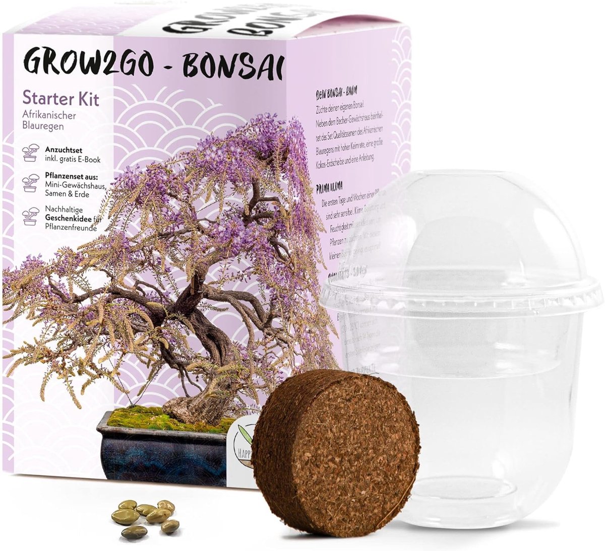 SnelShoppen - Bonsai Starter Kit Growing Set - Mini Greenhouse, Tamarind Zaden, Kokosdisc, Inclusief GRATIS eBook - Duurzaam Cadeau voor Plantenliefhe