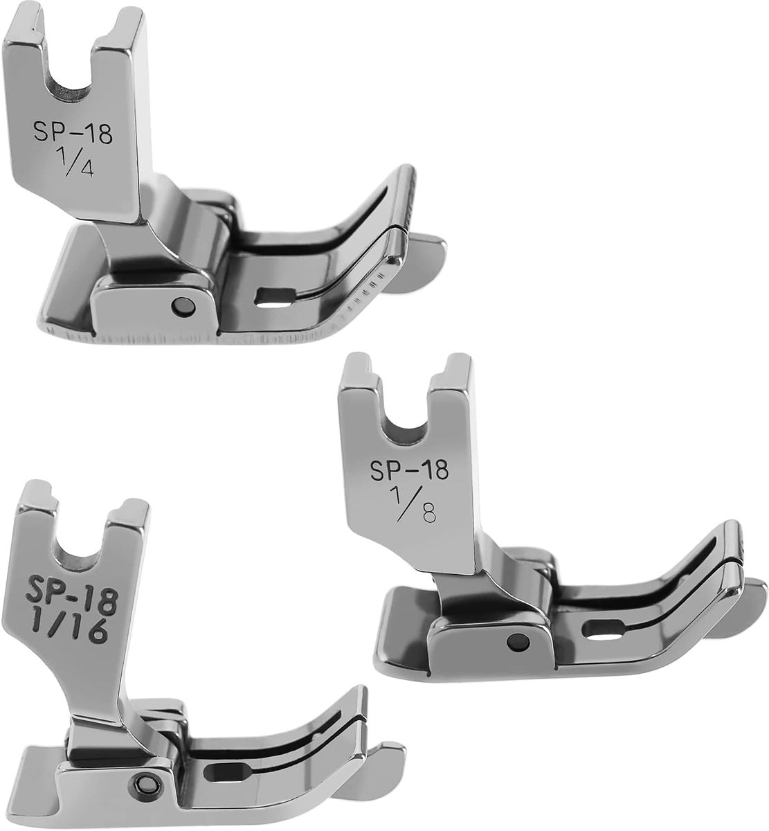 SnelShoppen - 3PCS Industrieel Naaimachine Hinged Drukvoet met Rechter Gids 1/16 1/8 1/4 Inch Metaal Geschikt voor Naaimachines