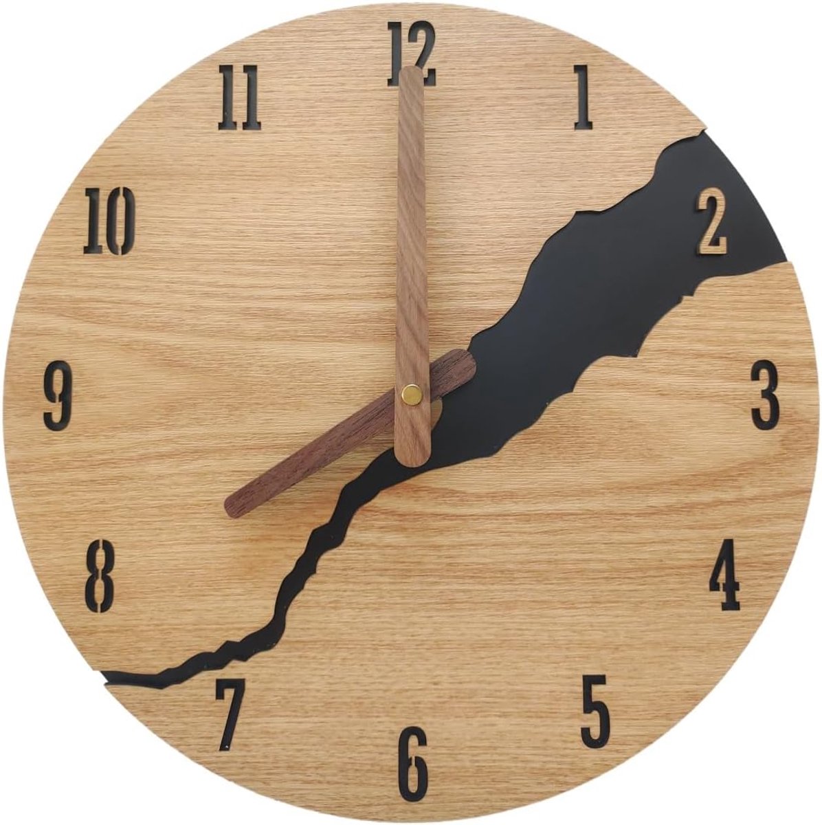 SnelShoppen - Modern Wandklok zonder Tikkende Geluiden - Houten Wandklok 30 cm voor Kantoor, Woonkamer, Keuken, School, Kinderkamer