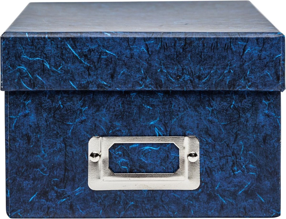SnelShoppen - Photo storage box blauw 22.5x16.7x11.5cm voor 700 10x15cm foto's | Acid en lignine vrij, met scheidingskaarten | Veilige foto organisati