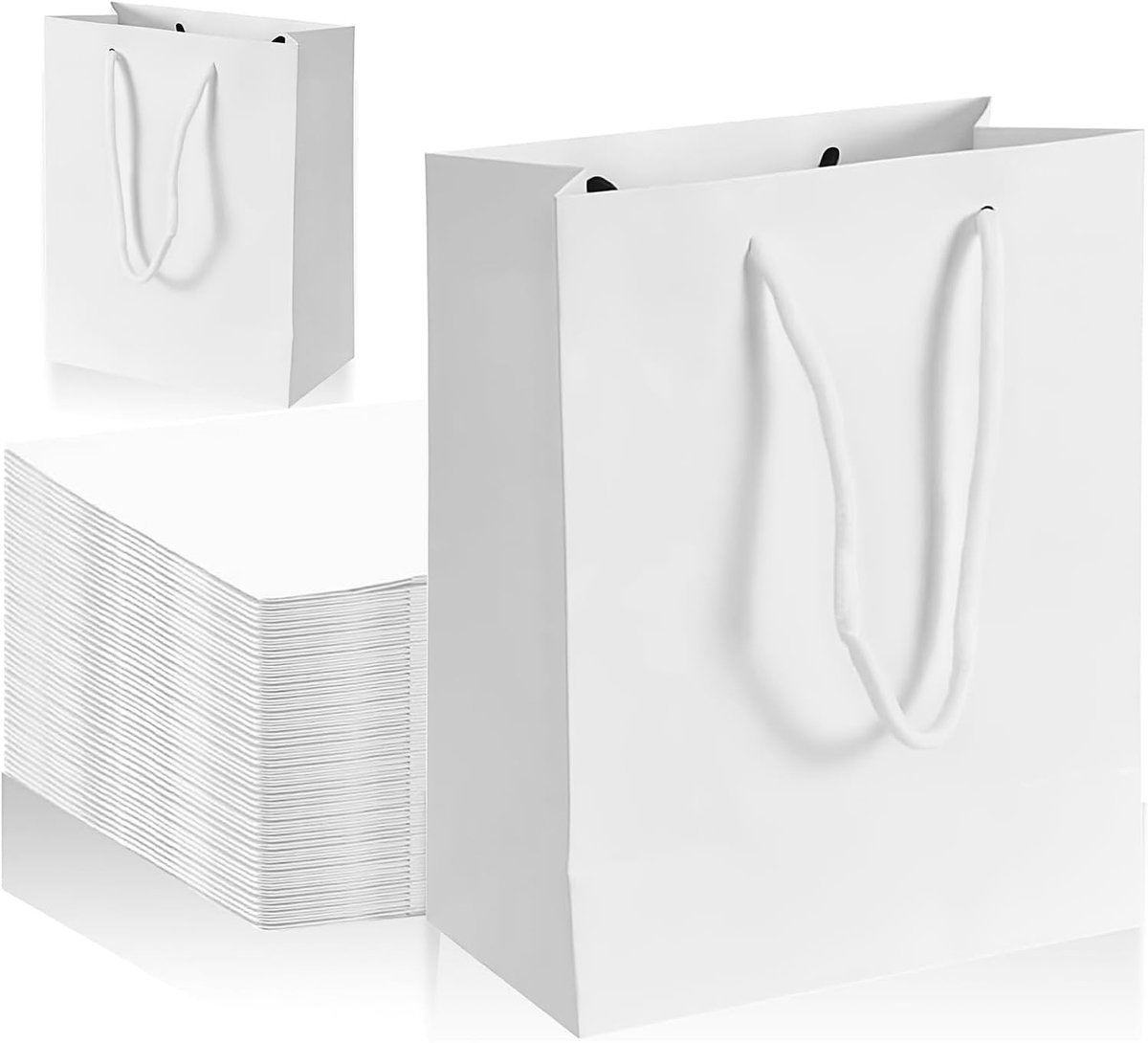 SnelShoppen - Witte Cadeautas met Handvatten - Herbruikbare Papieren Tas voor Kleding, Kerst, Bruiloft, Verjaardag - 15 x 6 x 20 cm