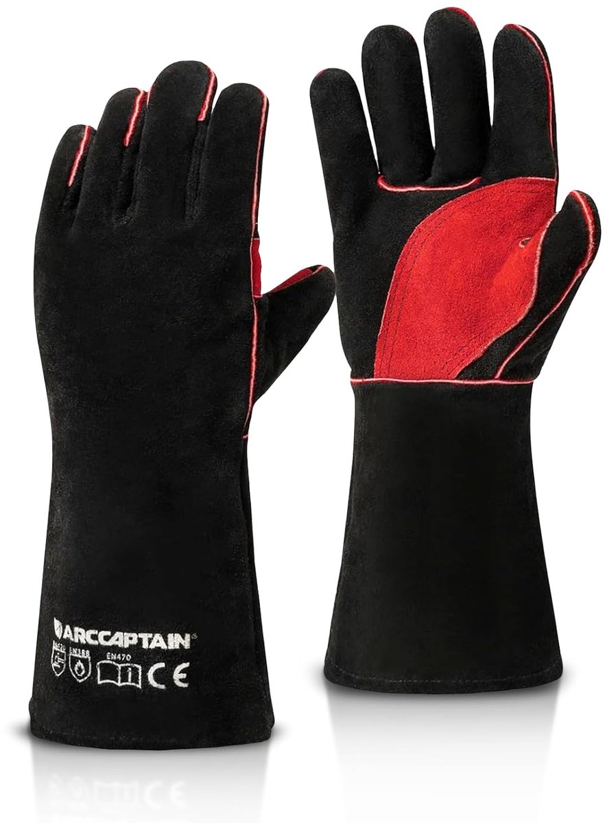 SnelShoppen - Barbecue Handschoenen - Leer - 350℃ Hittebestendig - Ovenwant voor Grill, Tuin, Koken, Laswerk - 40cm - UV Bescherming