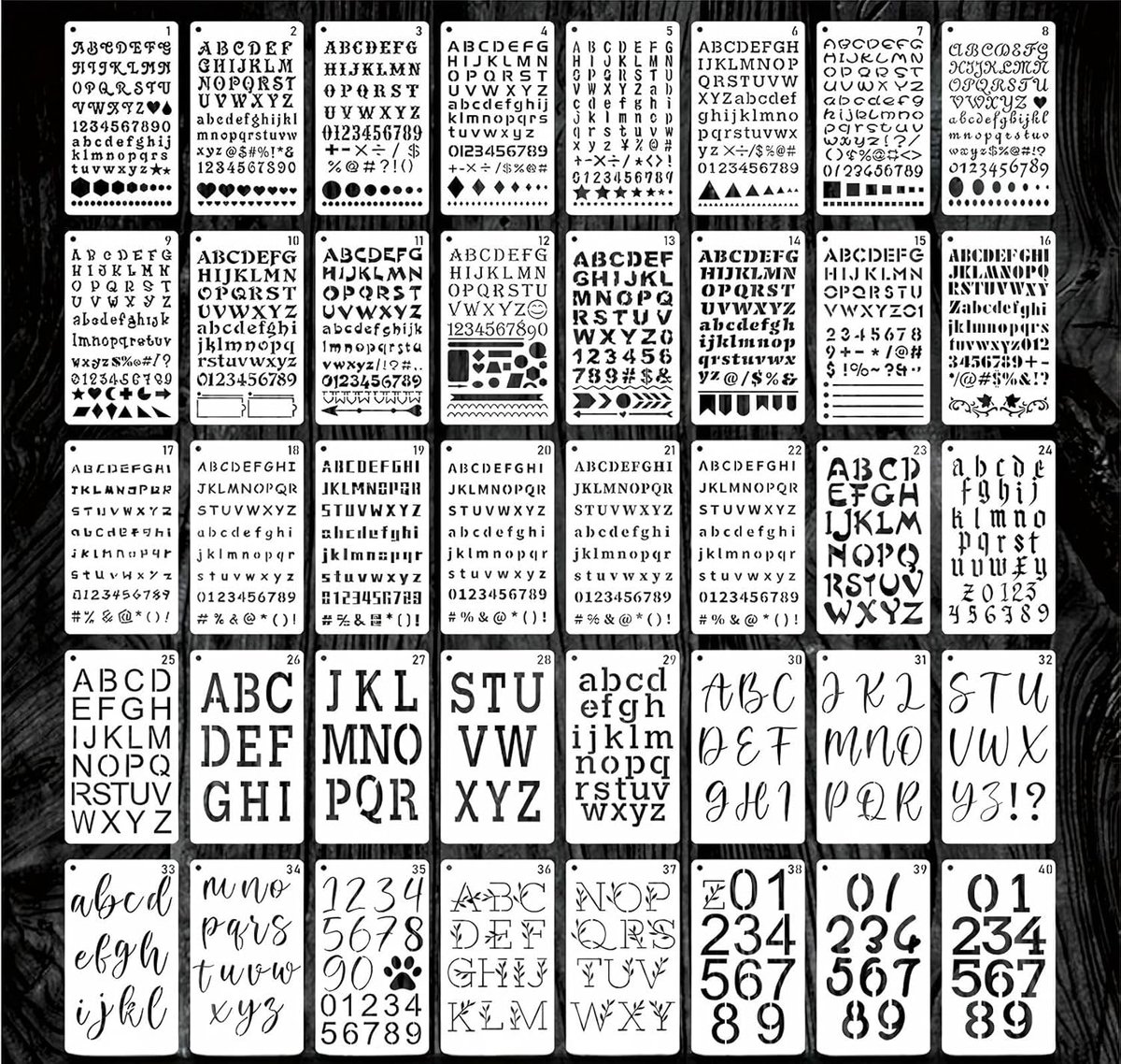 SnelShoppen - Buchstabenschablonen voor schilderen, 10,2 x 17,8 cm, herbruikbare kunststof letters en cijfers, sjablonen voor journal, notitieboek, sc