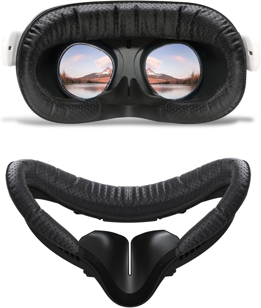 SnelShoppen - Compatibele Oculus Quest 2 Vervangende Pads, VR Gezichtsinterface Houder met Lichtblokkerende Neus, Ademend Leer voor Meta Quest 2 Acces