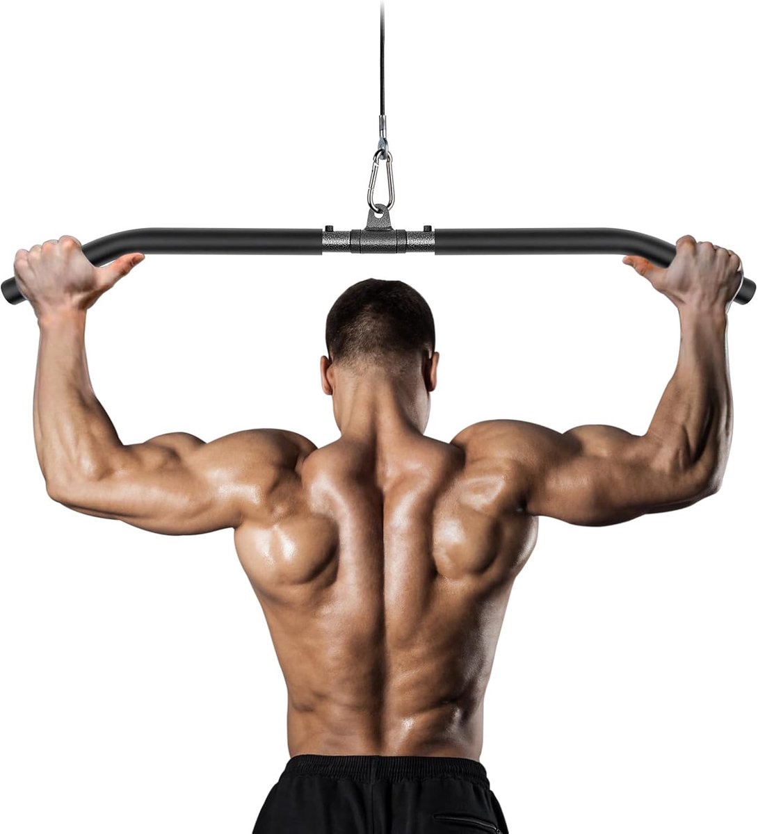 SnelShoppen - Lat Pulldown Bar - Triceps Biceps Cable Fitness Pull Down Bar - 85/100 cm - Hoogwaardige Stalen Fitness Accessoire voor Thuis Gym - Tot