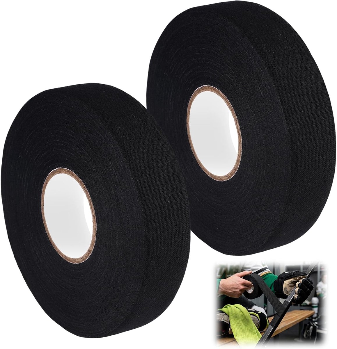 SnelShoppen - 2 Rollen Hockey Tape 25m x 25mm, Zelfklevend, Slijtvast, Antislip, Geschikt voor Hockeysticks, Tennis- en Badmintonrackets, Golfclubs, Z