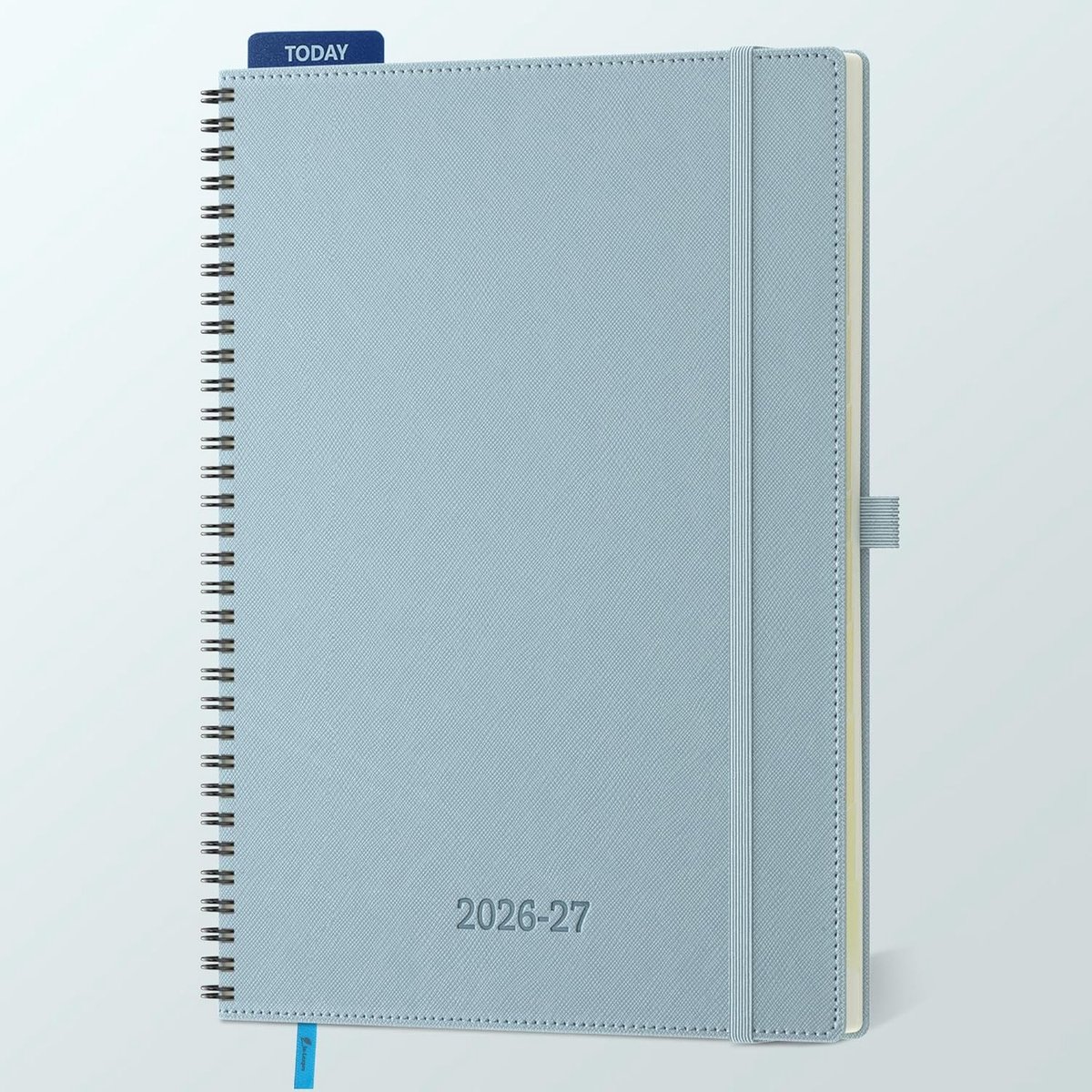 Thijox - Agenda 2026 2027 Weekplanner A4 - Notitieboek met Zachte PU-Leren Spiraal - 18 Maanden Horizontale Planner - Stofblauw - 29 x 21,5 cm - Perfe