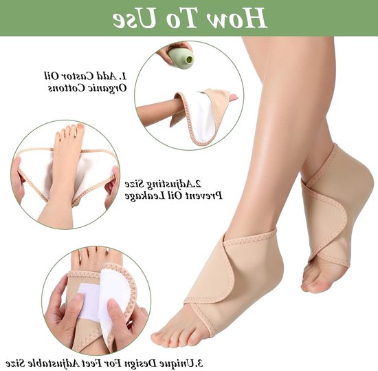 2 stuks herbruikbare katoenen voetverpakking met biologische ricinusolie voor enkelbandage, verstuikte enkels en spierpijn verlichting — afbeelding 3