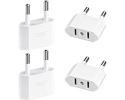 Thijox - 4 Stuks US naar EU Reisadapters, VS-Stekkers naar Duitsland/Europa 2-Pins Converter voor Amerika, Canada, Mexico, Spanje en Egypte