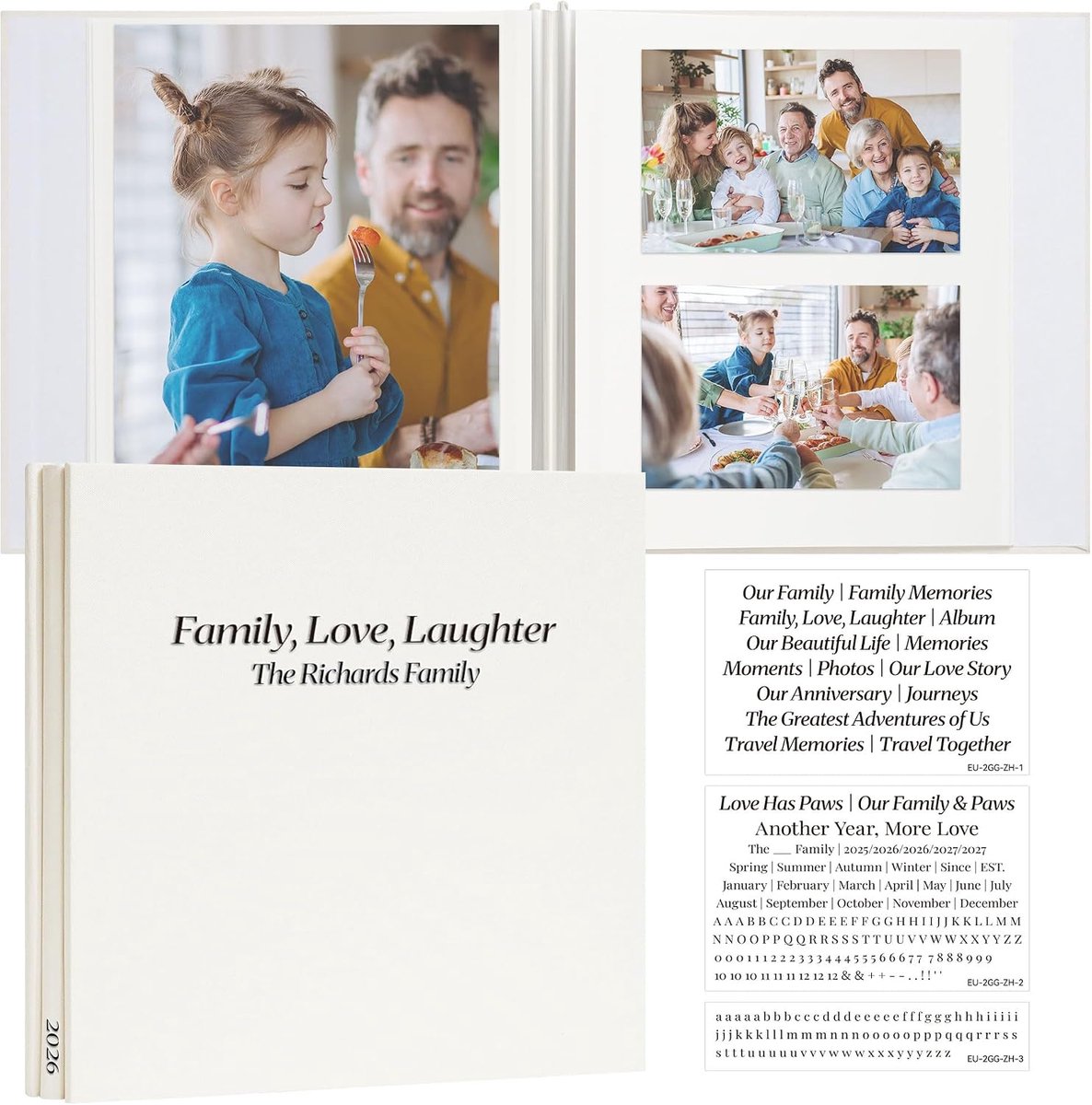 SnelShoppen - Fotoalbum van linnen met kristallen stickers - Scrapbook 20 vellen/40 pagina's - Herinneringsboek voor familie en speciale momenten - Be