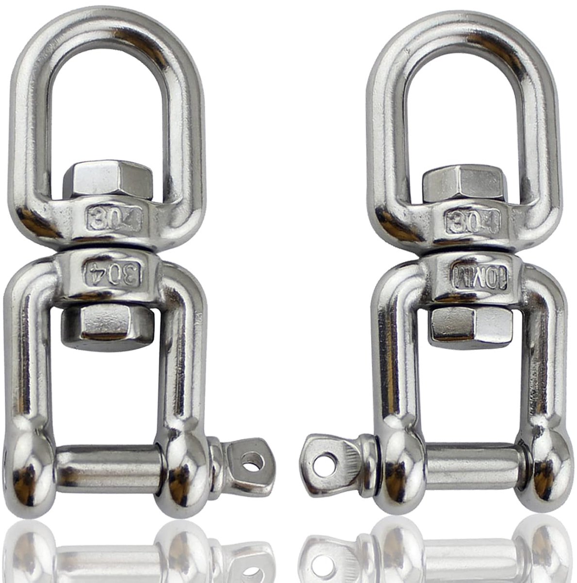 SnelShoppen - 2 Stuks 304 RVS Rotating Ring, Dubbelzijdige Draaikoppeling, Oog naar Oog Draaiering voor Hangstoel, Sandzak, Industrie, Reizen, Vissen,