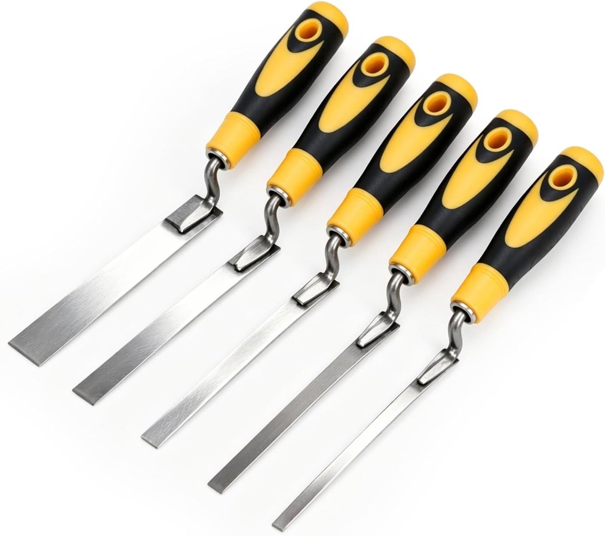 Set van 5 roestvrijstalen voegentools met handvat voor precisiewerk, ideaal voor tegelleggen en mortelvoegen, verschillende maten (6/8/10/12/14 mm)