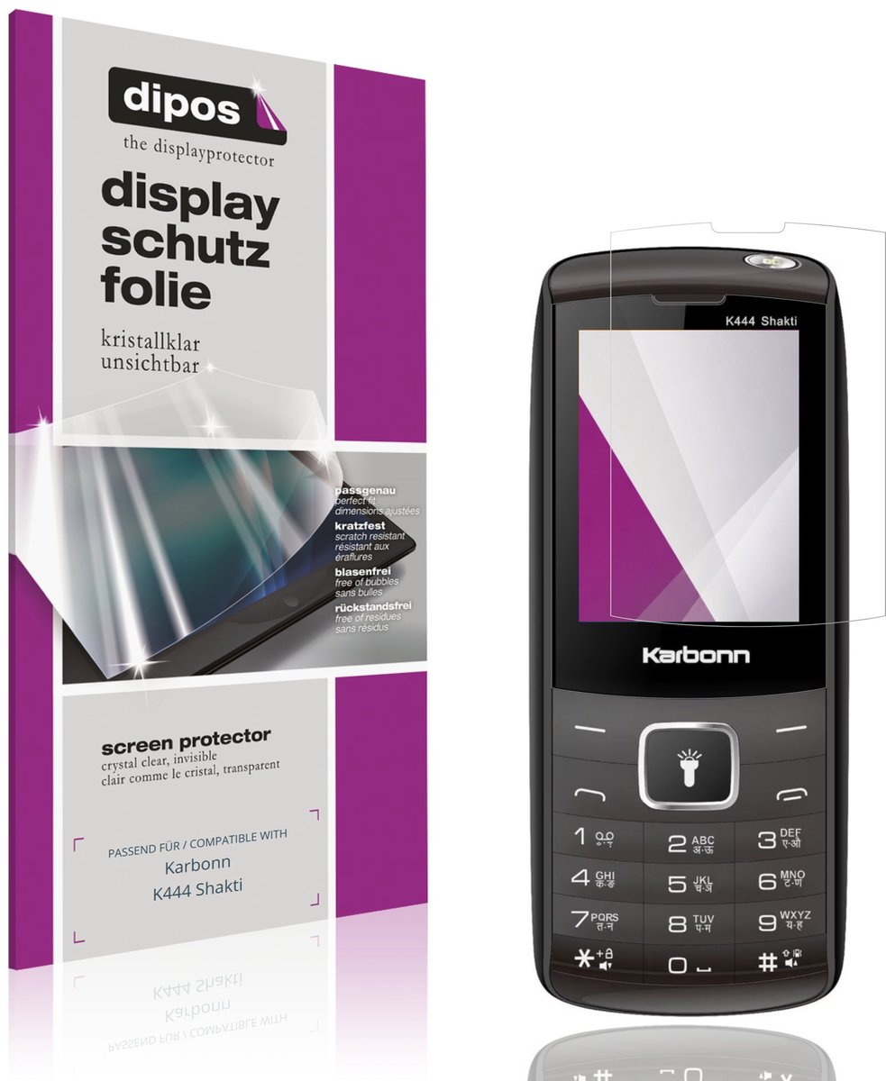 dipos – 4x Beschermfolie geschikt voor Karbonn K444 Shakti | Krasbestendige & heldere Screenprotector Ultra-Thin