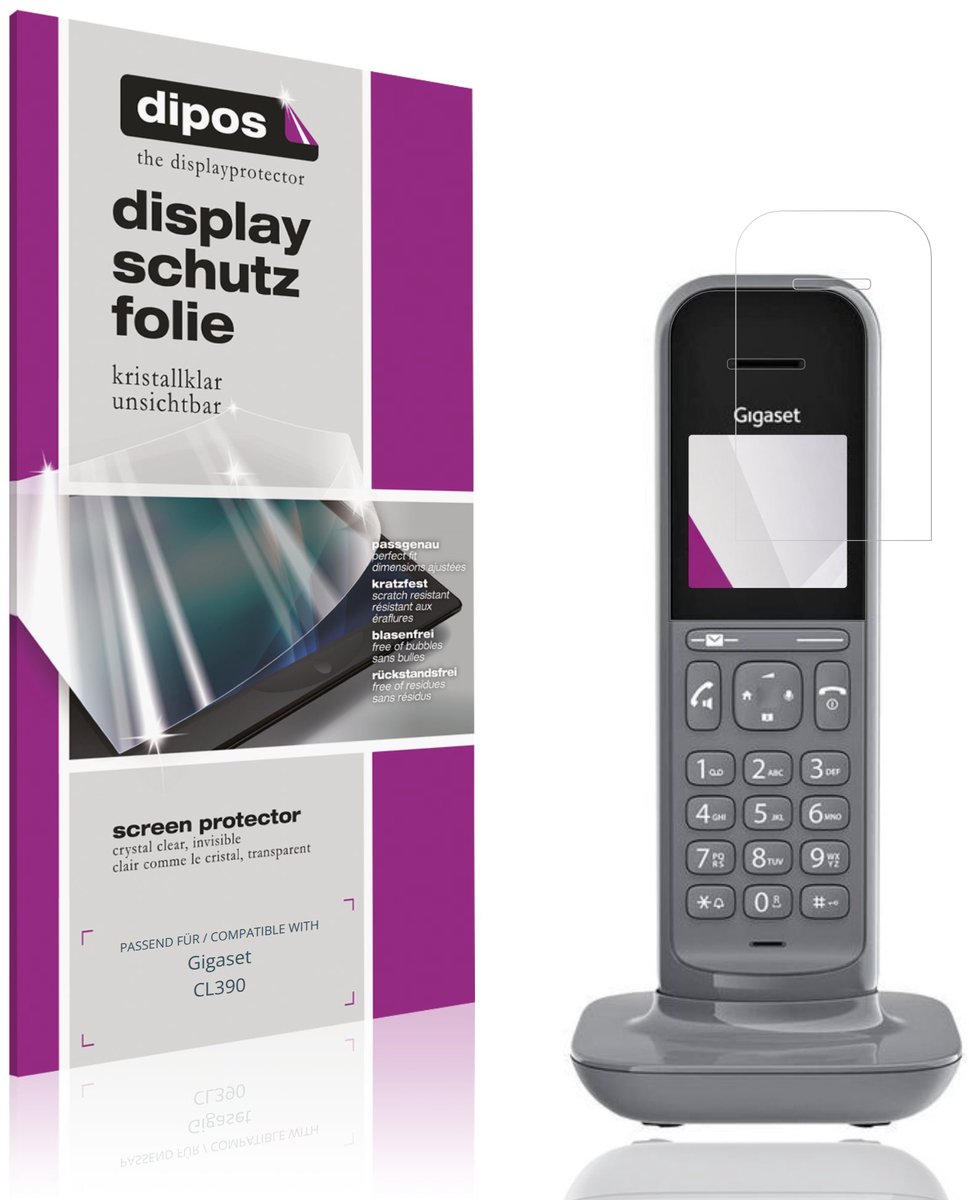 dipos – 4x Beschermfolie geschikt voor Gigaset CL390 | Krasbestendige & heldere Screenprotector Ultra-Thin