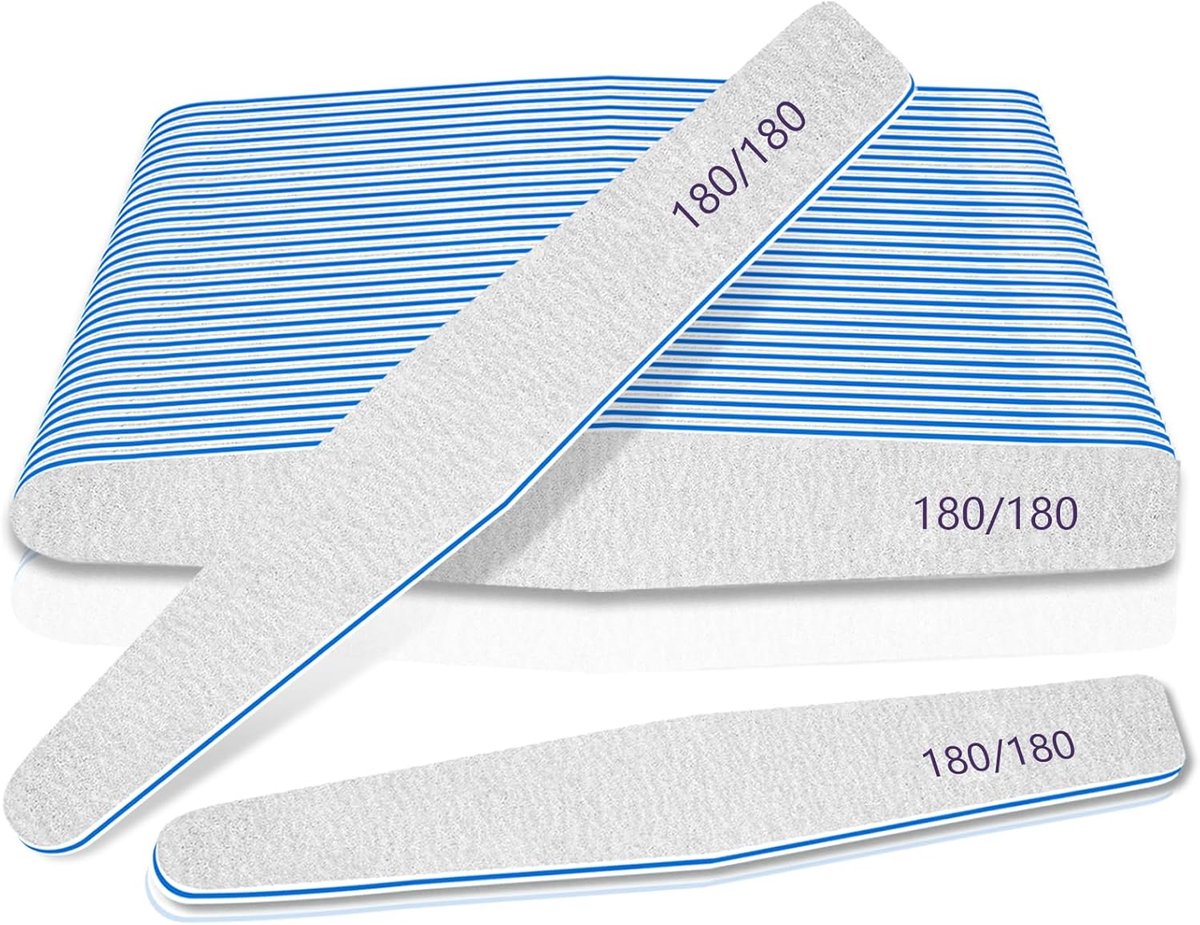 SnelShoppen - Nagelvijl en Polijstset - 12 Stuks - Korrel 180/180 - Herbruikbaar en Wasbaar - Geschikt voor Acryl- en Gelnagels - Perfect voor Thuis e
