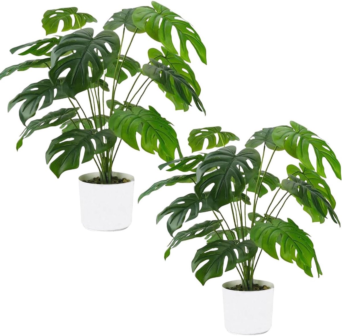 SnelShoppen - 2 Stuks Kunstplant Monstera in Pot 55cm | Realistische Tropische Kamerplant voor Woonkamer, Kantoor, Tafel Decoratie