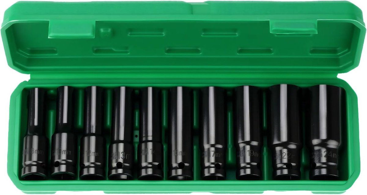 SnelShoppen - 10-delige 1/2-inch impactmoeren set - professionele gereedschapskit voor klussen, onderhoud en reparaties in huis en tuin
