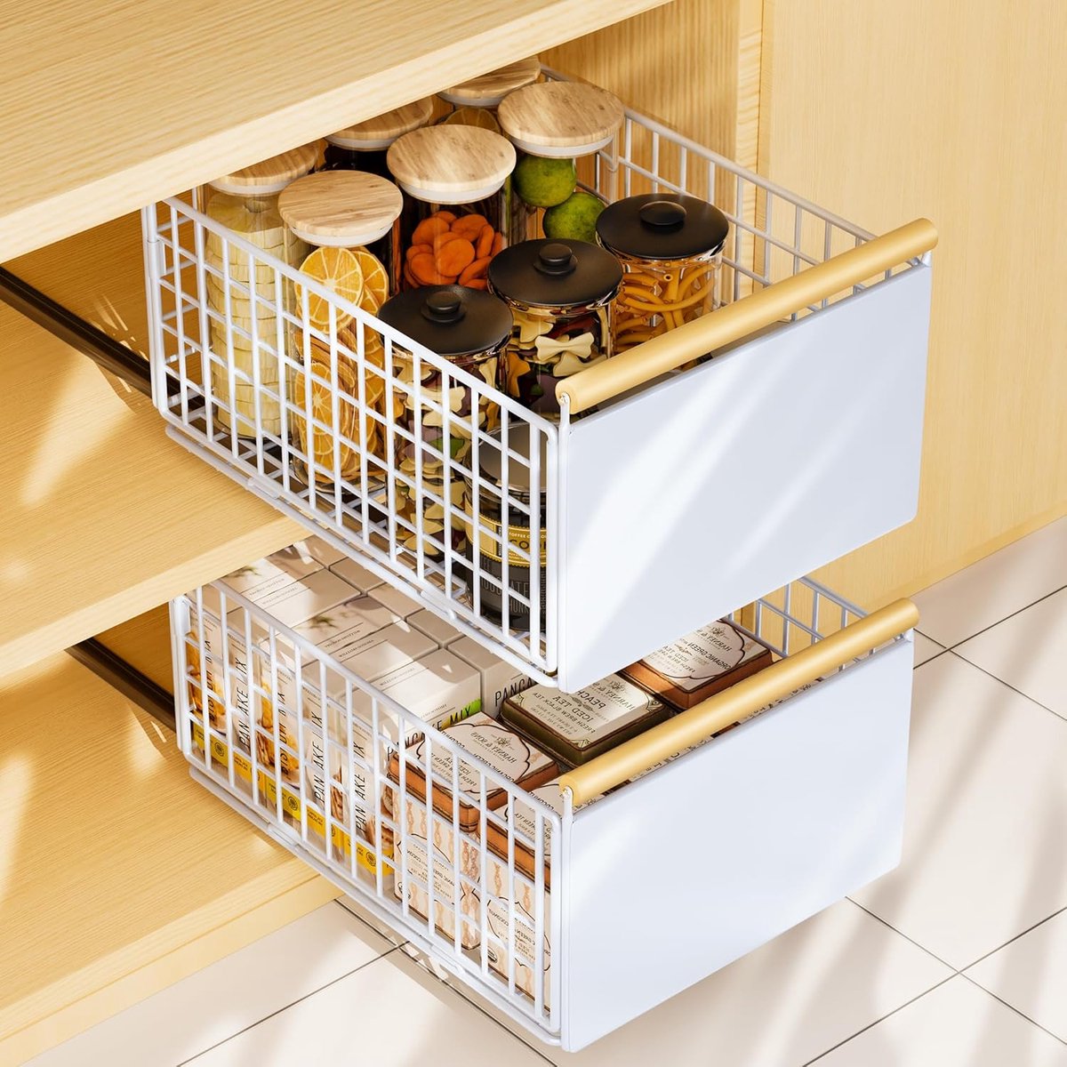 SnelShoppen - 2 Stuks Telescopische Lades, Uittrekbare Keukenlade Organizer voor Keukenkasten, Geen Boren of Spijkers Vereist, Ideaal voor Keuken en K