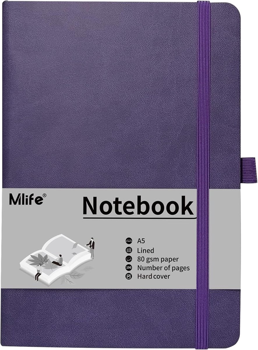 SnelShoppen - A5 Hardcover Journal Notebook met 192 Pagina's, Elastische Sluiting, Binnenzak en Penlus - Paars - Perfect voor Notities, Dagboek en Cre