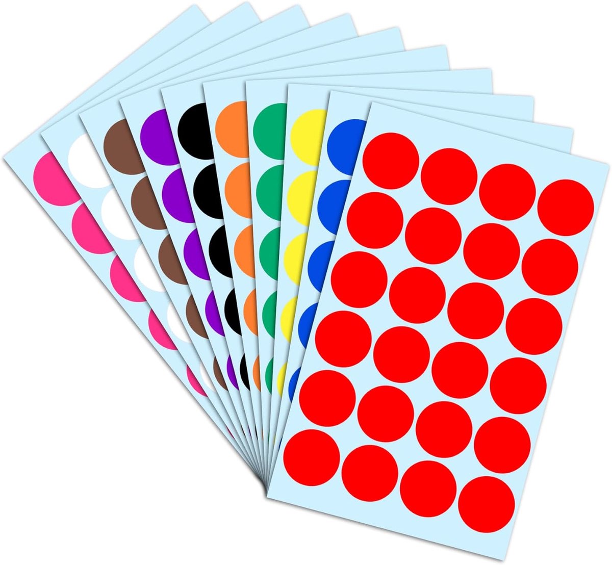 SnelShoppen - 1200 Stuks - 25mm Ronde Stickers - Kleurrijke Punt Stickers - Zelfklevende Labels in 10 Kleuren - Perfect voor Feesten en Creatieve Proj