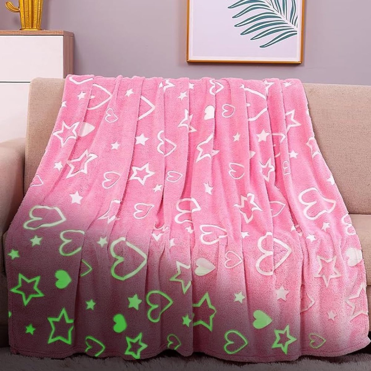 SnelShoppen - Kinderen Dekentje 150x130 cm, Glow in The Dark, Zacht Fluffy Baby Dekbed, Sofa Dekentje, Warme Knuffelcadeau voor Kerst, Verjaardag, Pas