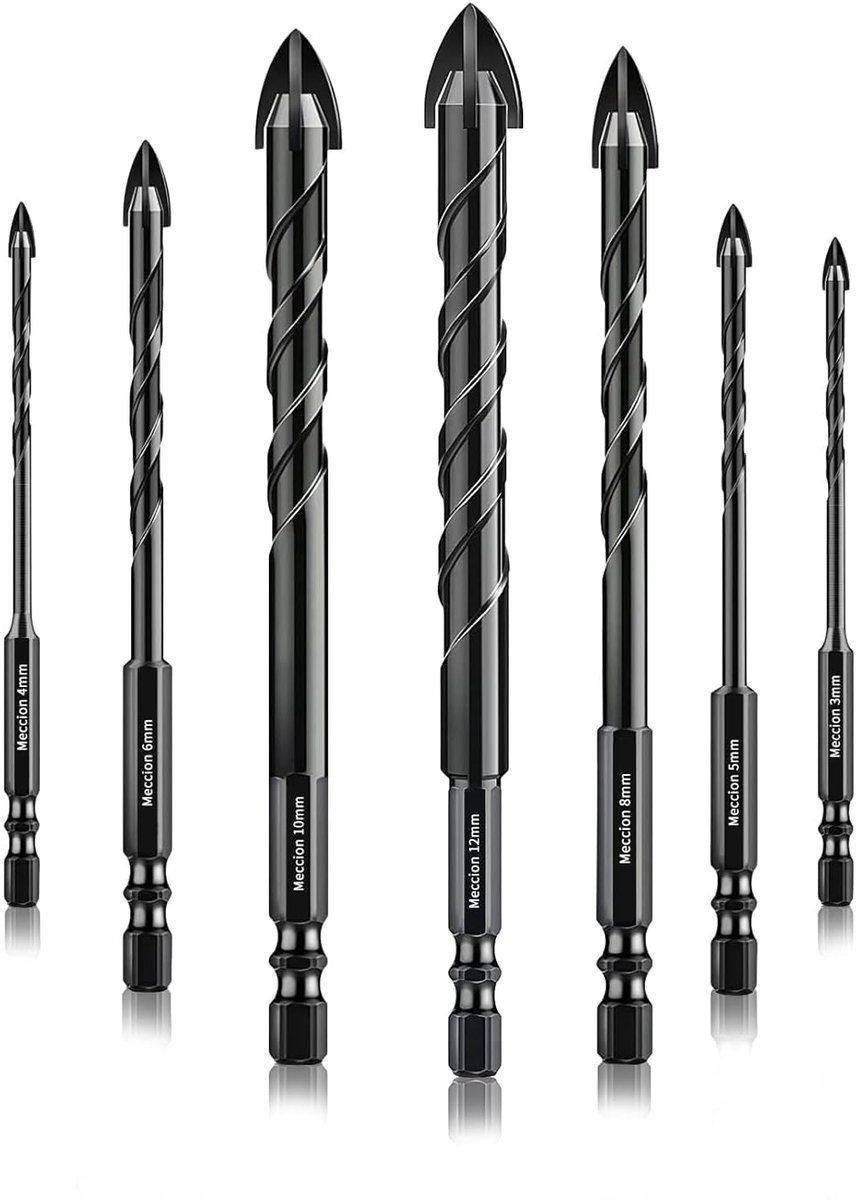 SnelShoppen - Professionele Boorbits Set 3-12mm voor Tegels, Baksteen, Glas, Porselein, Hout, Cement, Zacht Metaal - Tungsten Carbide Tip, Krachtige K