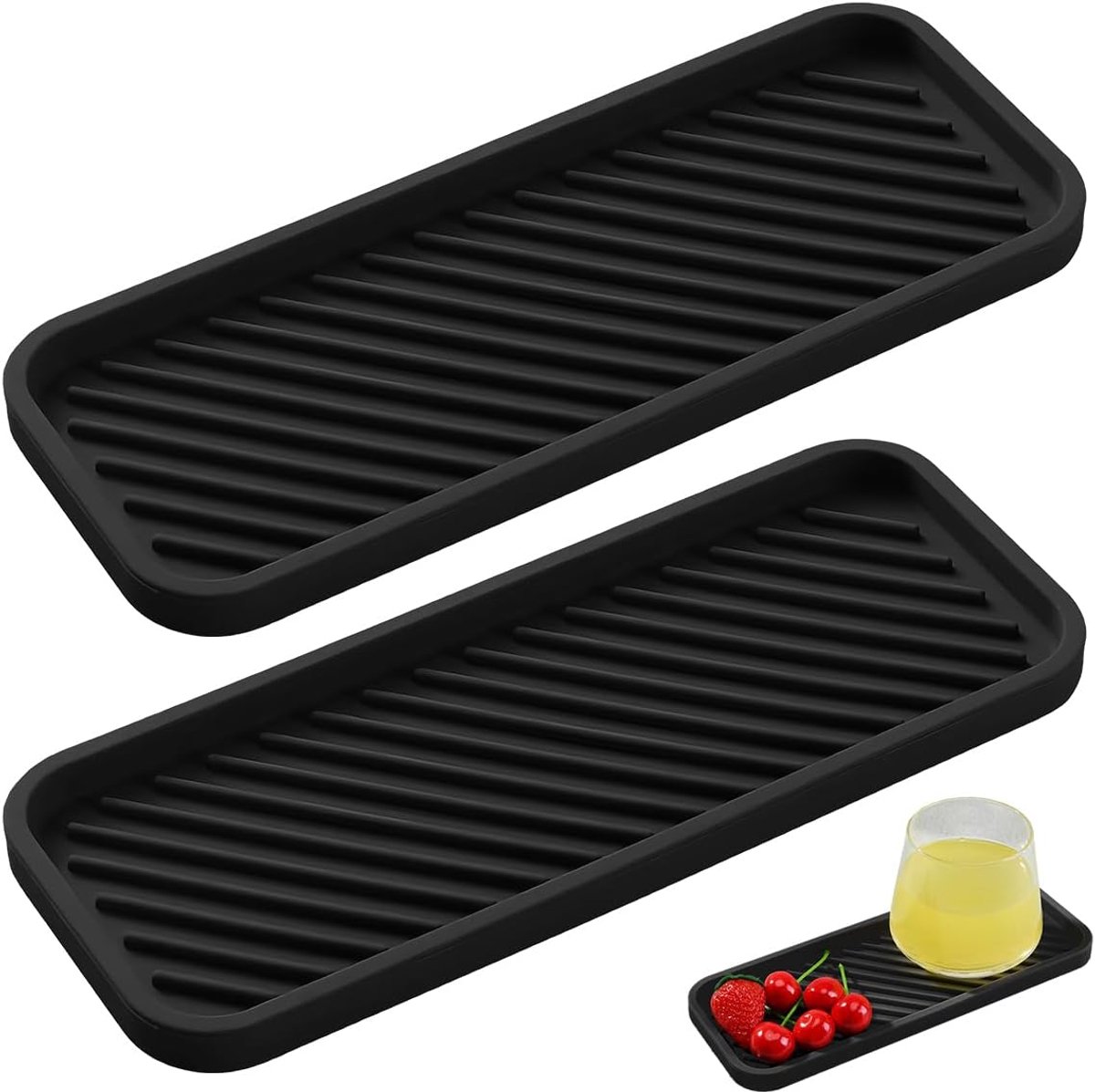 SnelShoppen - 2x Silicone Afwas Organizer - Keuken & Badkamer - Spons Houder - Duurzaam Food-safe Zwart Siliconen - Voor Spons, Afwasmiddel, Borstel