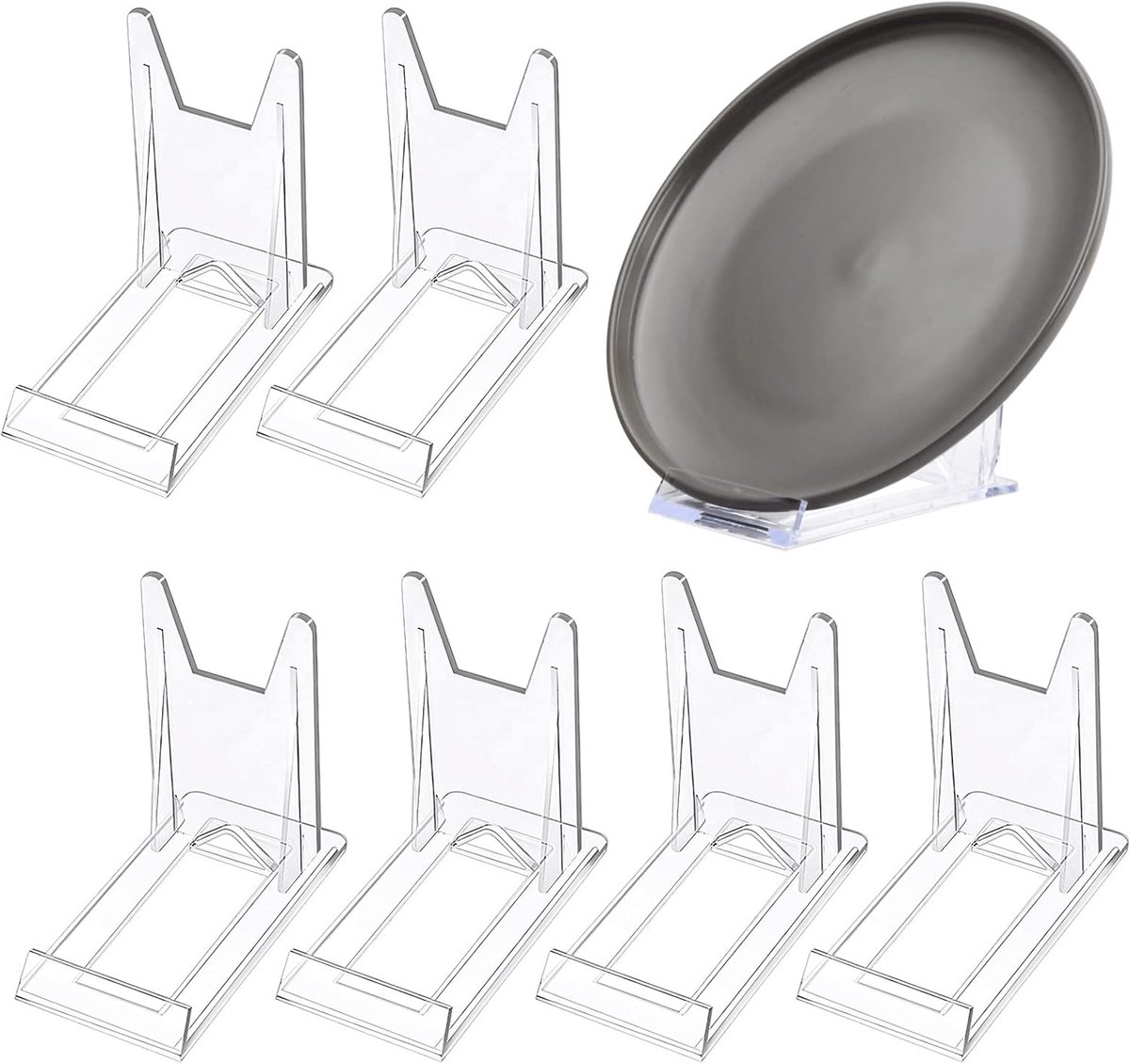 SnelShoppen - 6 Stuks Acryl Sign Stand - Verstelbare Transparante Plastic Stand voor Mobiele Telefoons, Foto's, Presentaties, Exposities - Duurzaam en