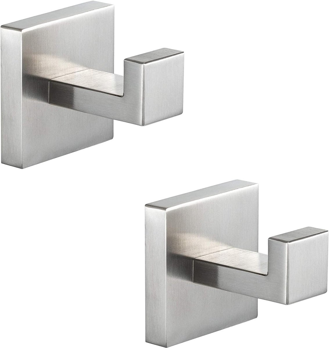 SnelShoppen - Towel Hooks Wandhaken RVS 304 voor Handdoeken, Badjassen, Kleding - Muurbevestiging met Schroeven, 2 Stuks (Zilver)