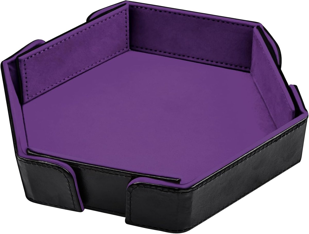 SnelShoppen - Magnetische Opvouwbare Dobbelsteen Tray Hexagonaal PU Leer Dobbelmat voor D&D RPG, Zacht Velours, Ideaal voor Spellen en Bordspellen