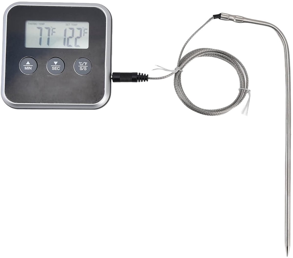 SnelShoppen - Digitale Vlees Thermometer, Intelligent Koken Thermometer, 3 Toetsen LED Display, Multifunctionele Oven Thermometer, Keuken Thermometer