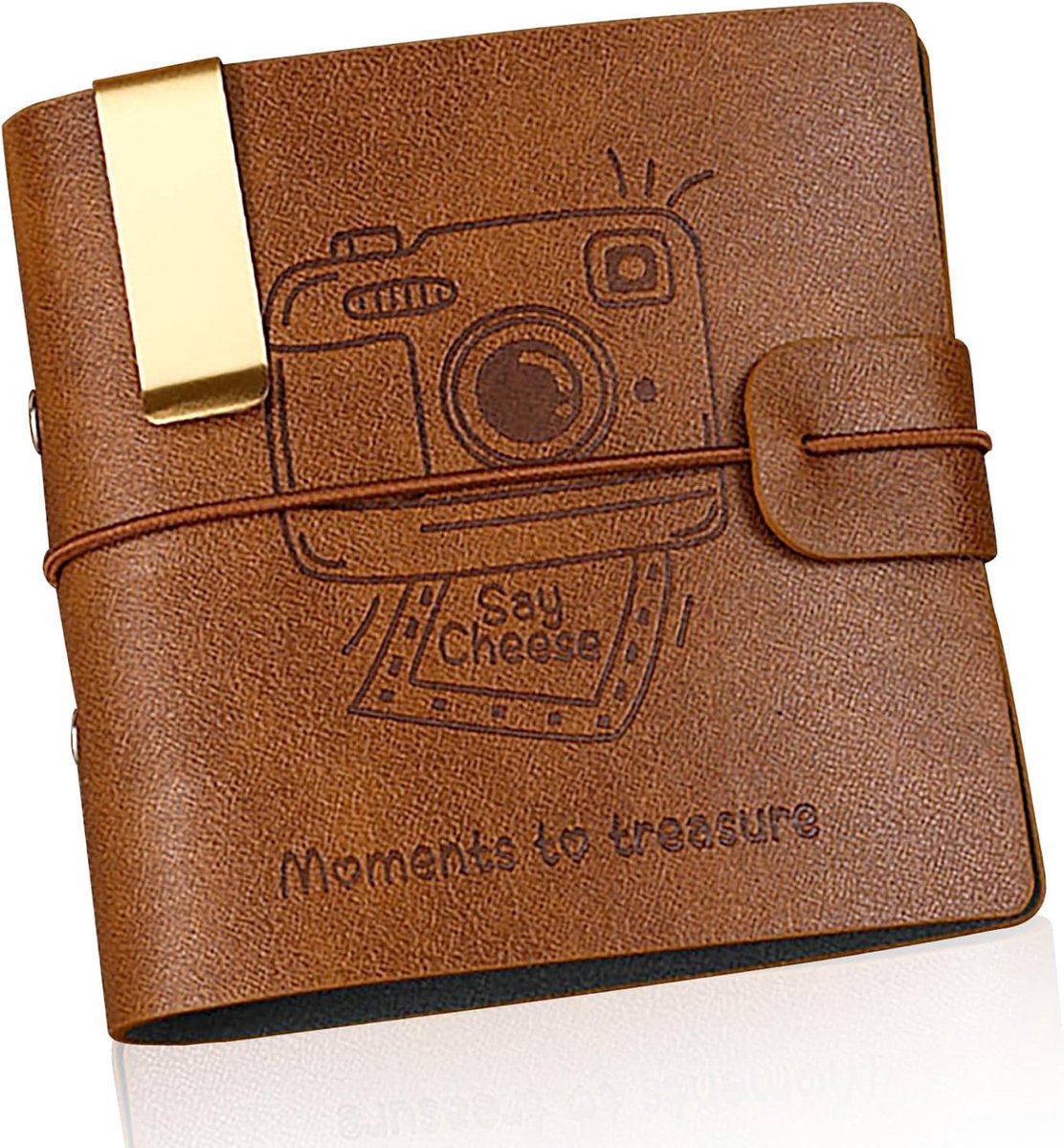 SnelShoppen - Mini Foto Album 50 Compartimenten Bruin PU Leer Geschikt voor Fujifilm Instax Mini 9/8/11/12/90/25 & Polaroid Snap/Z2300 - Compact Reize