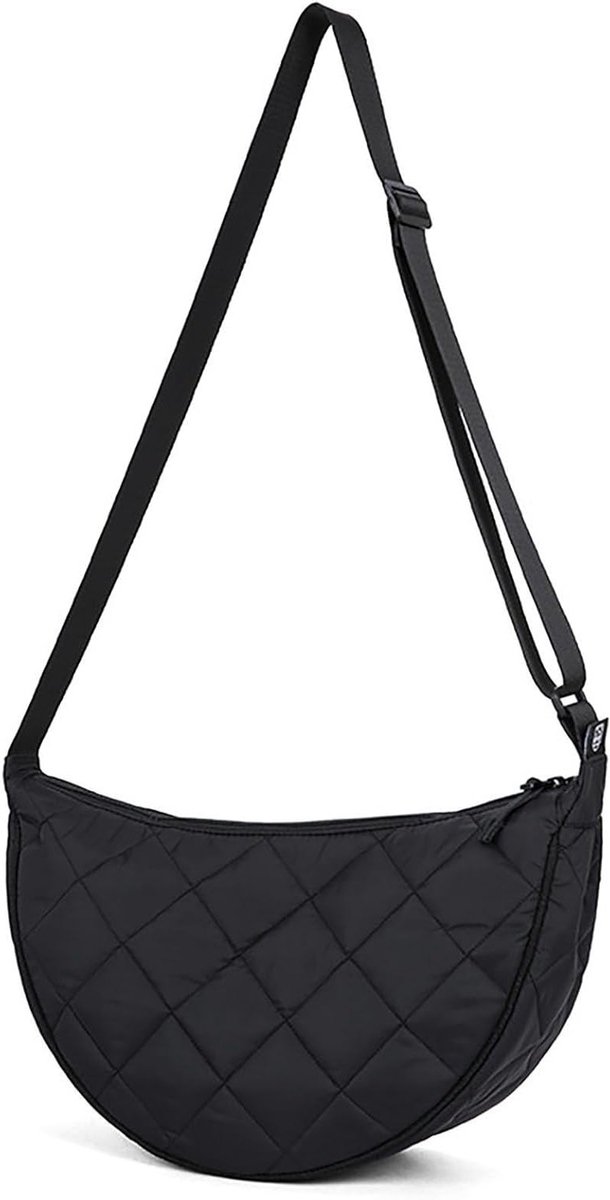 Half Moon Crossbody Bag voor Dames - Medium Nylon Schoudertas met Verstelbare Schouderband voor Werk, Reizen en Vrije Tijd