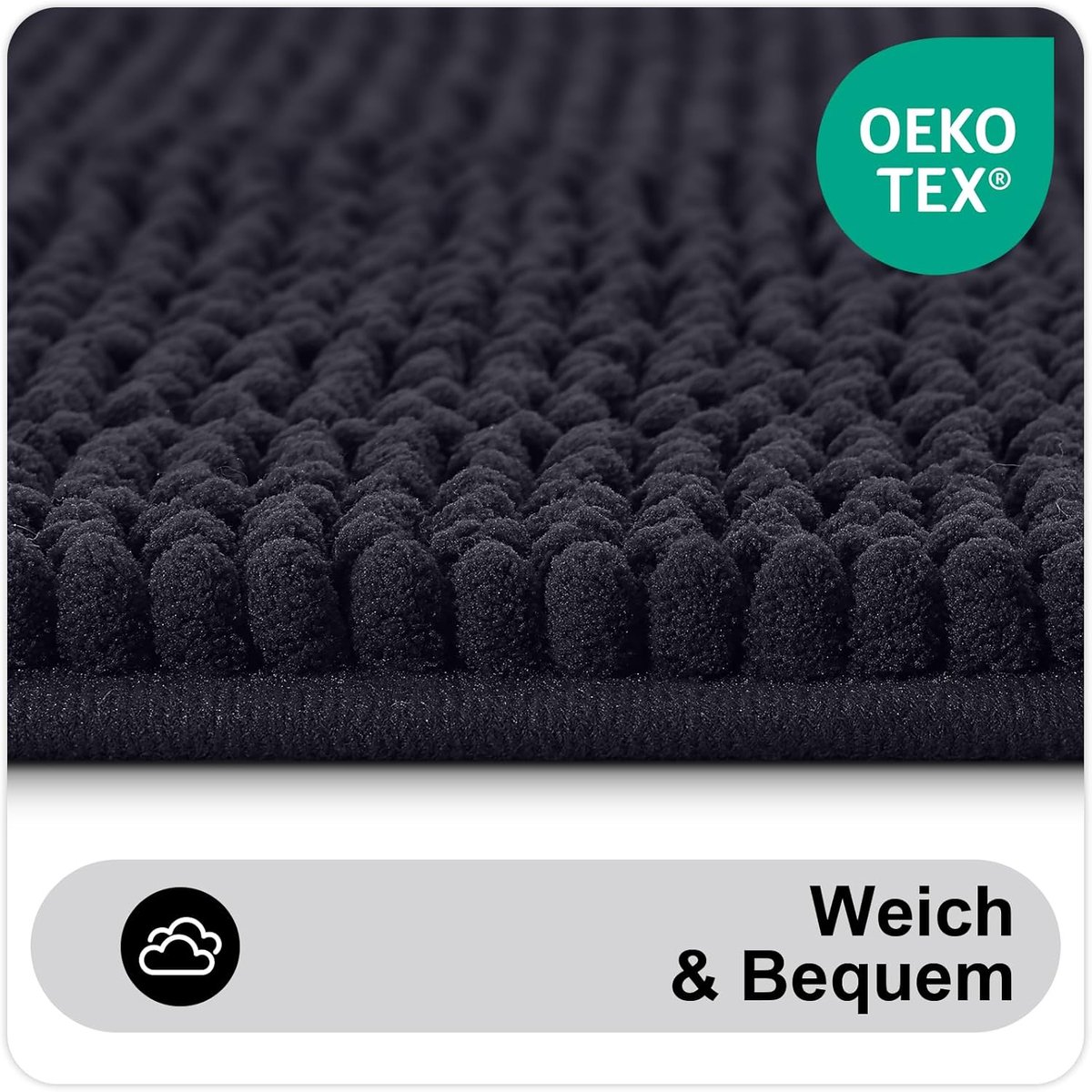 SnelShoppen - Chenille Badmat 50x60 cm, Antislip Zacht en Absorberend, Met Uitsparing voor Toilet, Wasbaar, Ideaal voor Badkamer en Wc