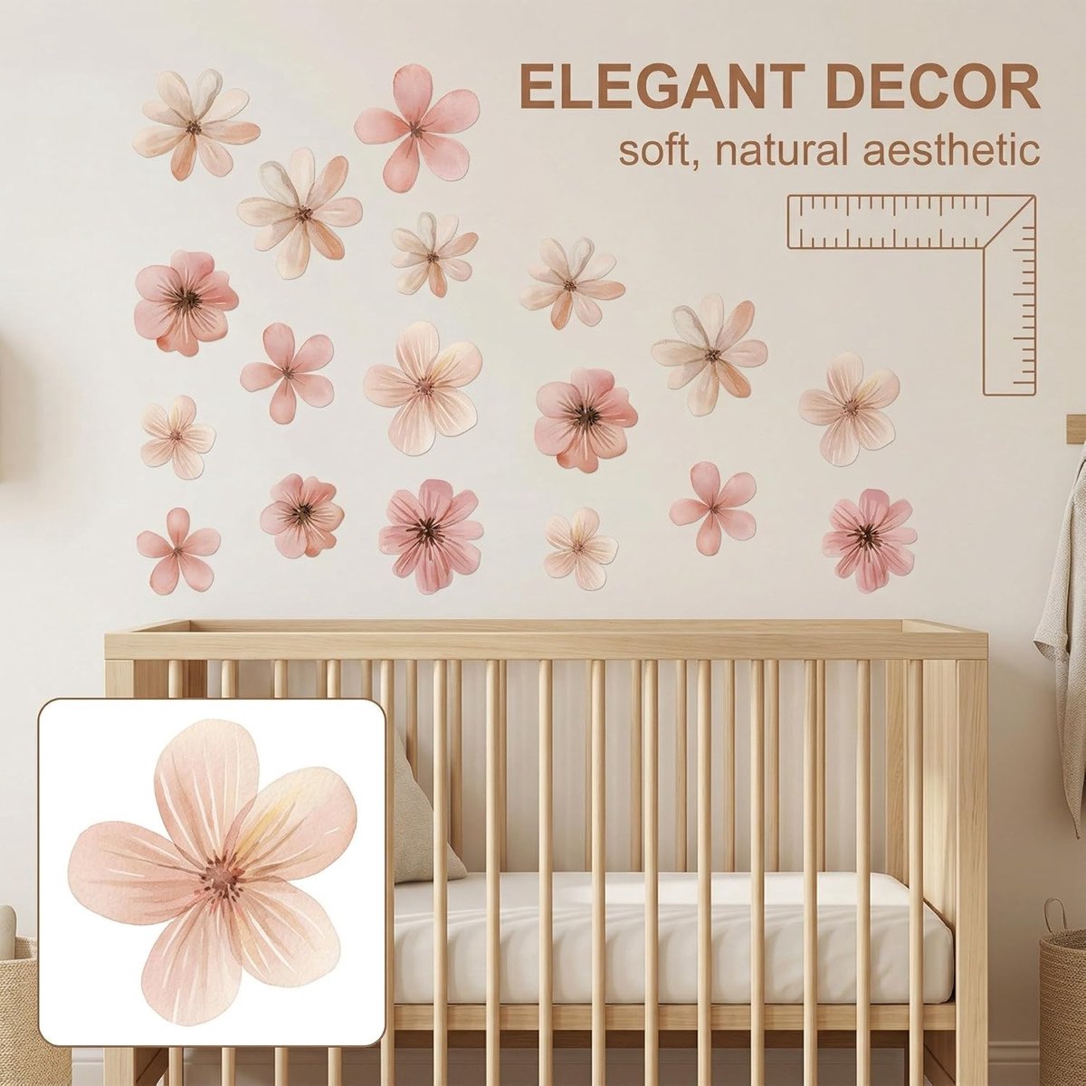 SnelShoppen - Pack van 56 Wandstickers Kinderen, Kleurvolle Bloemen Stickers voor Babykamers en Kleuterscholen, Verwijderbare Watercolor Muurdecoratie