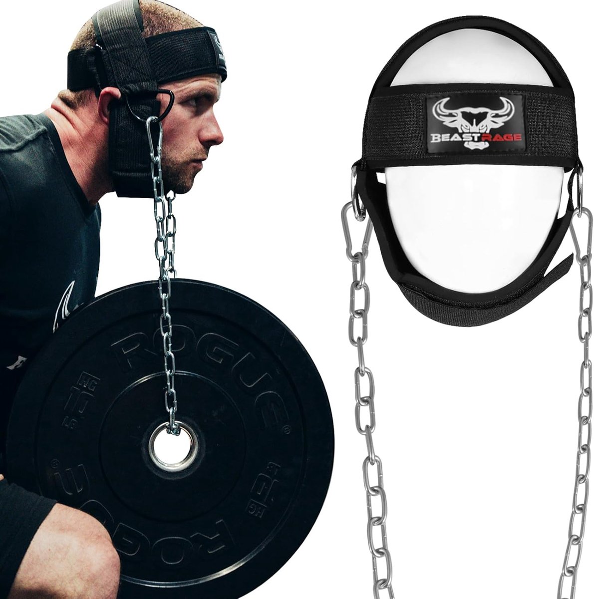 SnelShoppen - Neck Harness Gewichtheffen Padded Neopreen Hoofdharnas met Verstelbare Stalen Ketting voor Fitness en Boksen