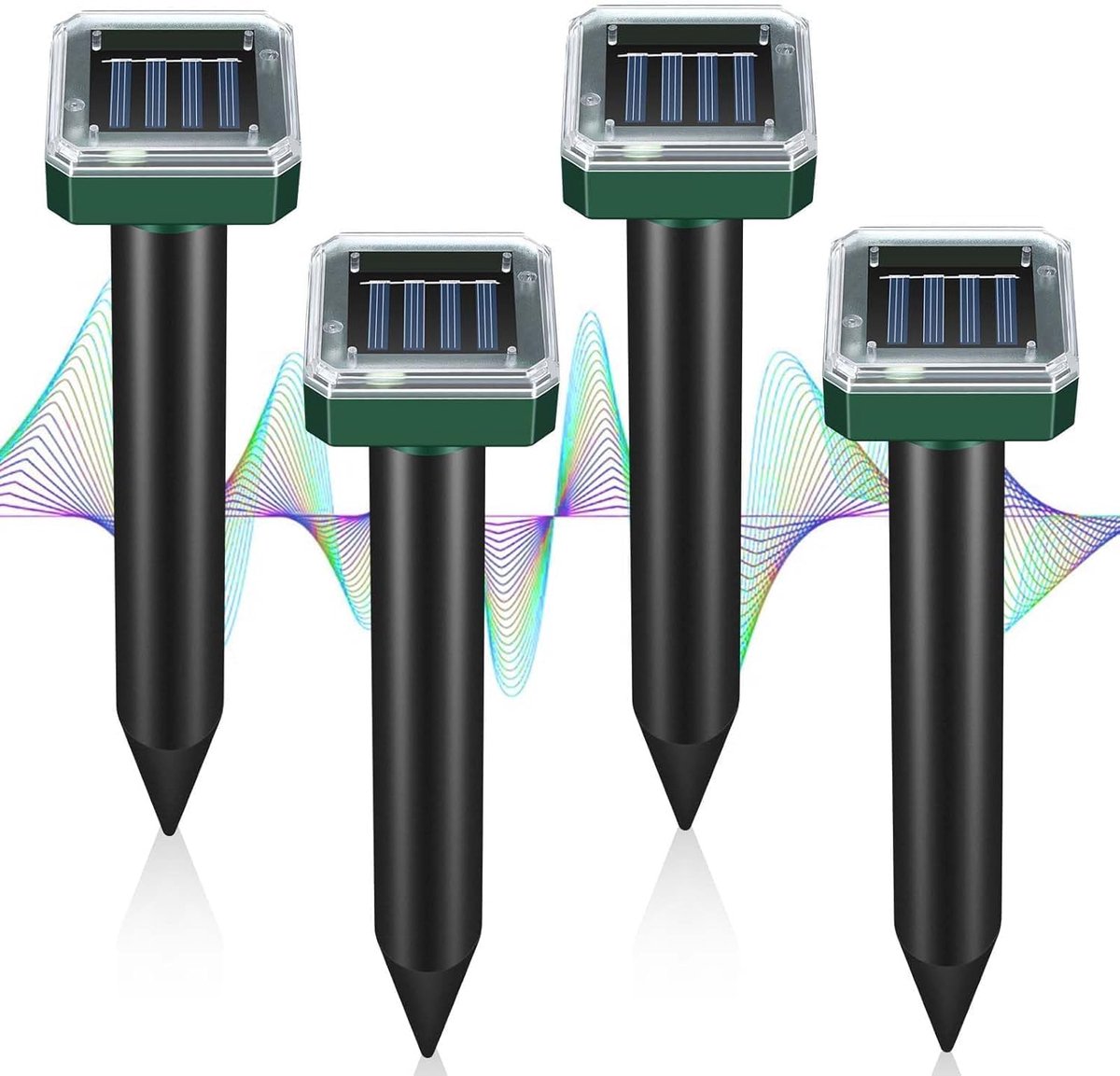 SnelShoppen - 4 Stuks Solar Mollenverjager, Ultrasonische Vole Afschrikkers, Mollenbestrijding, Dierafschrikkers voor Tuin, Milieu-vriendelijk