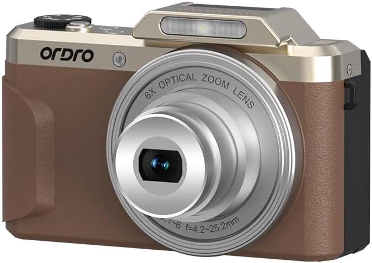 SnelShoppen - 4K Digitale Camera met 6x Optische Zoom, 180° Flip Screen, Retro Design, Anti-Shake Autofocus, Ingebouwde Flits en Wifi - Perfect voor V