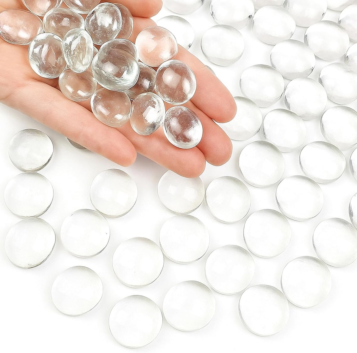 SnelShoppen - Decoratieve Glazen Kiezels - 180 Stuks Kristallen Nuggets voor Vazen, Tuin, Aquarium & Craft Projecten - 15-20mm Helder Glas