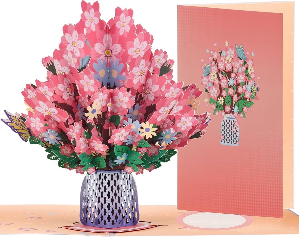 SnelShoppen - Grote 3D Pop-Up Verjaardagskaart met Bloemen voor Vrouwen, Moeders, Zusters, Vriendinnen - 30cm - Perfect Cadeau voor Elke Gelegenheid
