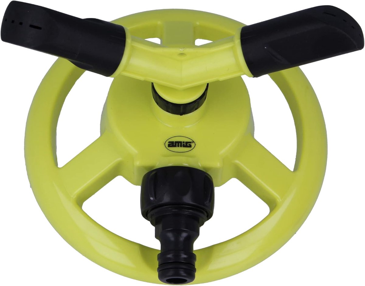 SnelShoppen - Rotating sprinkler met 2 sproeikoppen - Voor oppervlaktebevestiging in gazons - Ø150 x 110 mm - 2 draaibare armen en snelkoppeling - Bed